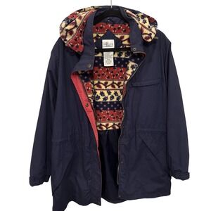 Cottage Essentials VTG Women's Medium Navy Lined Full Zipper Coat Cottagecore